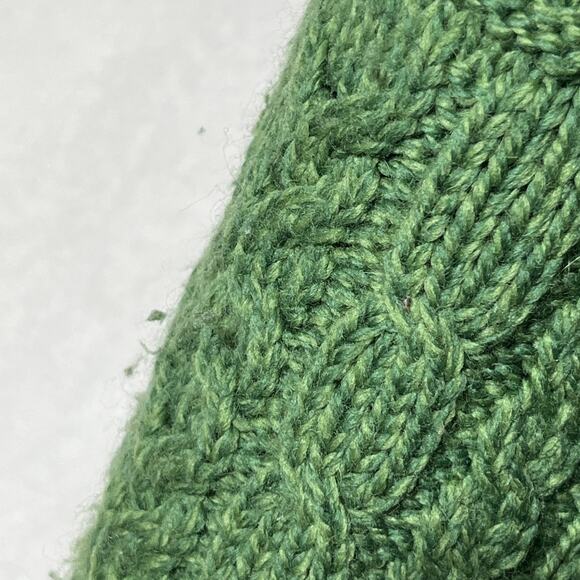 Aran Sweater Market Merino Wool Sweater XS Green Cable Knit V Neck Ireland - Picture 9 of 16